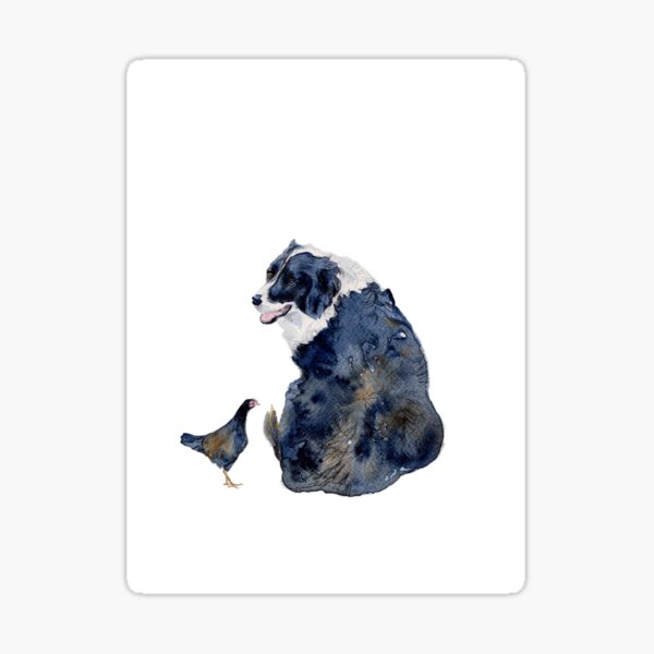A dog and his chicken Sticker