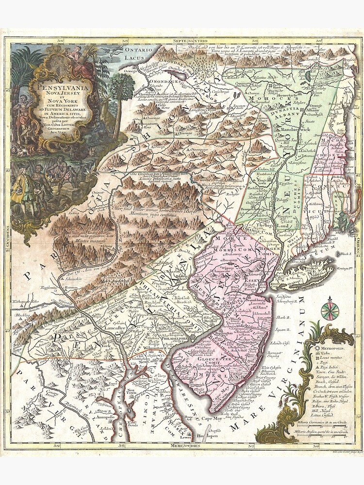 Vintage Map Of New England And Mid Atlantic States 1756 Art Print