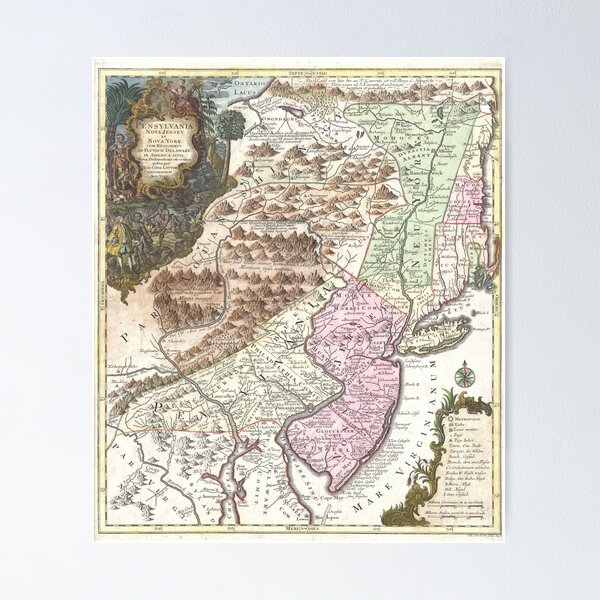 Item preview, Vintage Map of New England and Mid Atlantic States, 1756 designed and sold by historyphoto.