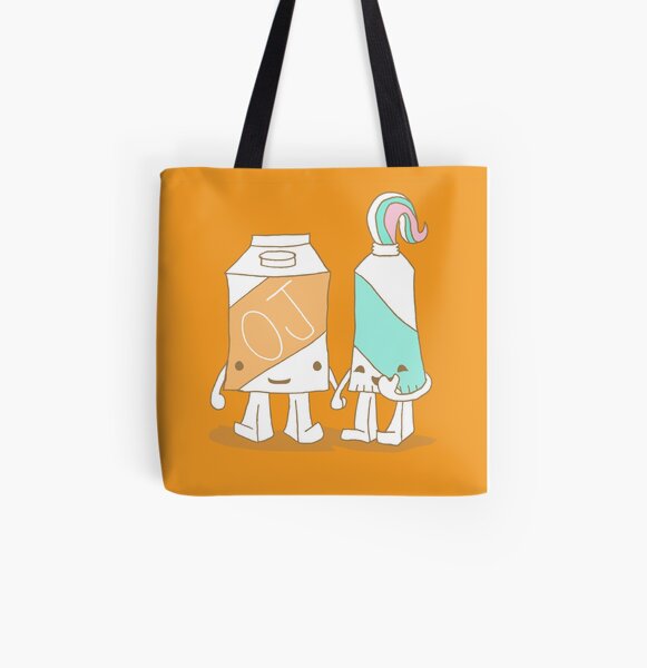 The Cutest Couple: Orange Juice & Toothpaste All Over Print Tote Bag