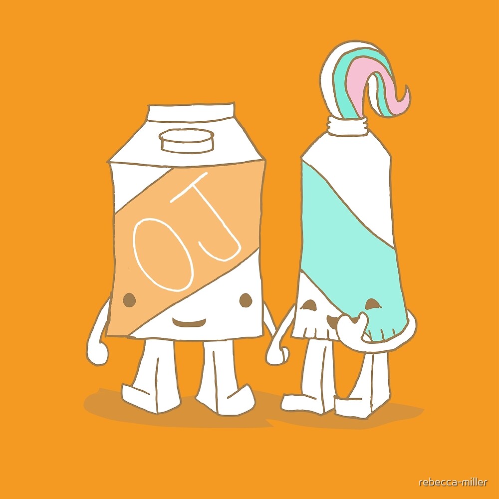 "The Cutest Couple Orange Juice & Toothpaste" by rebeccamiller