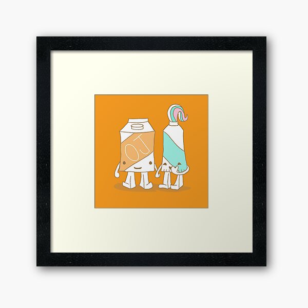 The Cutest Couple: Orange Juice & Toothpaste Framed Art Print