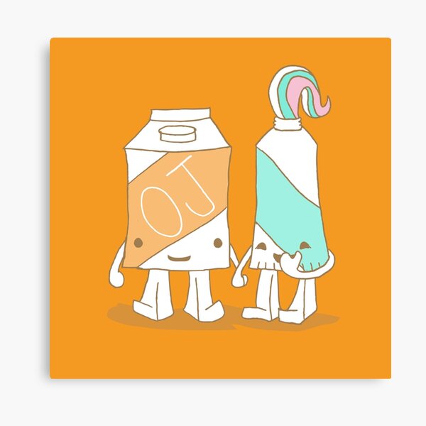 The Cutest Couple: Orange Juice & Toothpaste Canvas Print