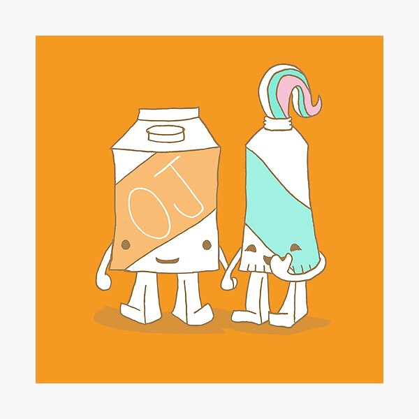 The Cutest Couple: Orange Juice & Toothpaste Photographic Print