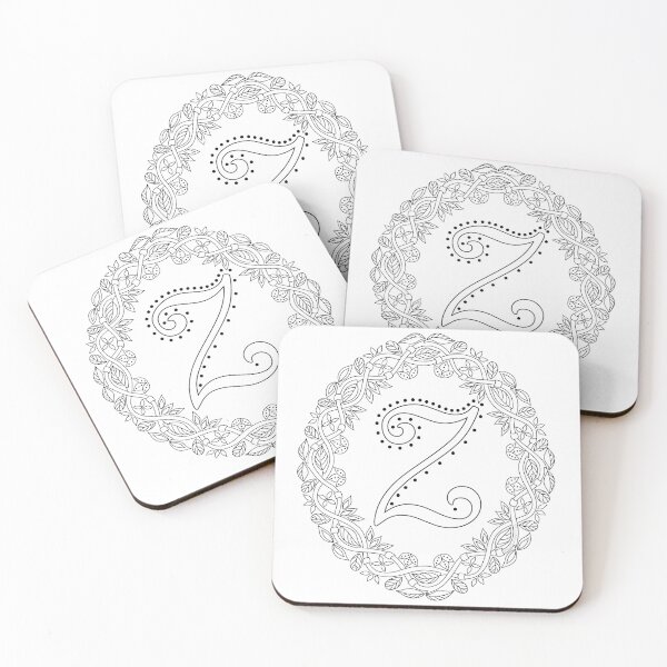 Item preview, Letter Z Black And White Wreath Monogram Initial designed and sold by theartofvikki.