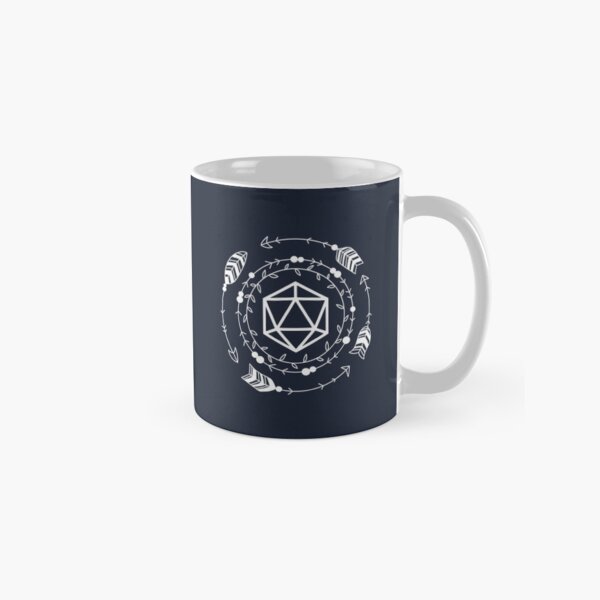 D20 Boho Feathers and Arrows Tabletop Roleplaying RPG Gaming Addict Classic Mug