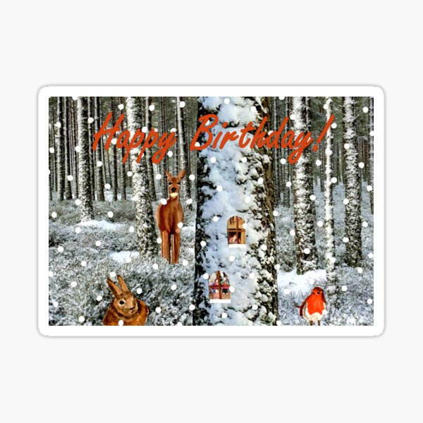 Tree Trunk Home Birthday Card Sticker