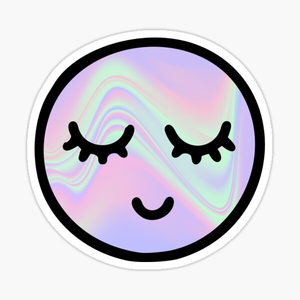 trippy holographic smiley face Sticker for Sale by tessloftin44