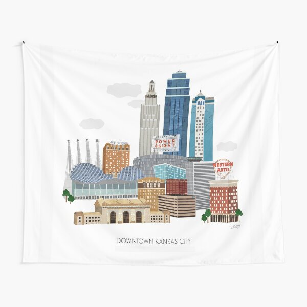 Discover Downtown Kansas City Illustration Tapestry