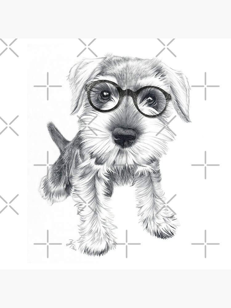 Nerdy Schnozz the Schnauzer by beththompsonart