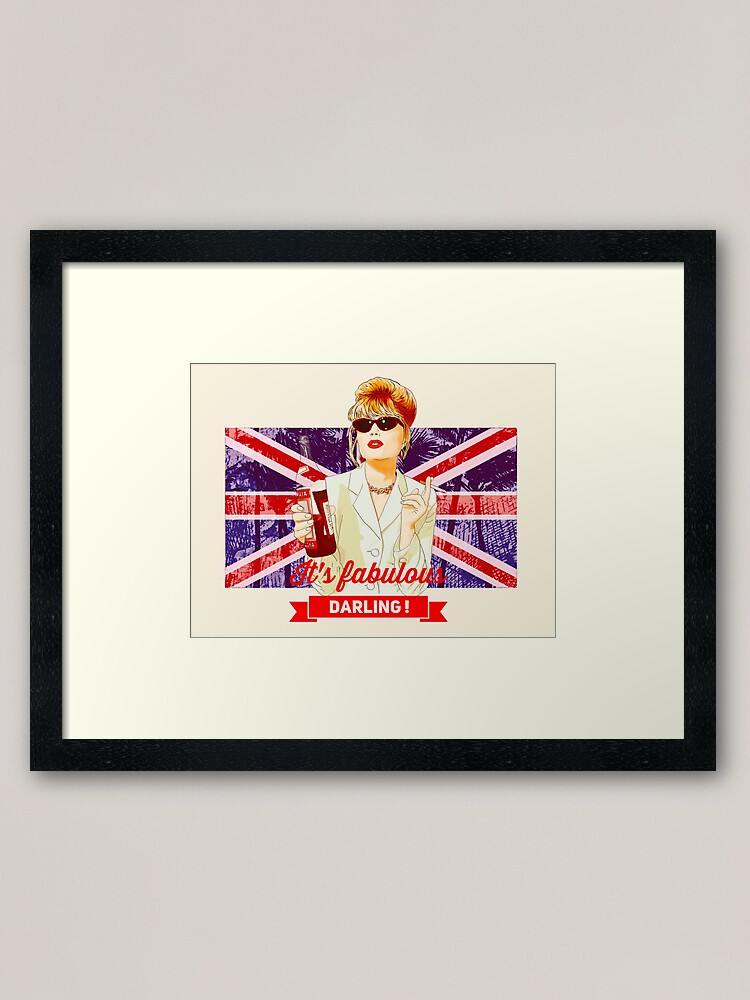 Alternate view of Patsy Stone with the English flag Union Jack in Absolutely Fabulous Framed Art Print