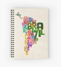 Typography Map of Central and South America Spiral Notebook
