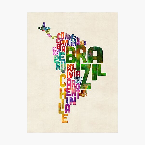 Item preview, Typography Map of Central and South America designed and sold by ArtPrints.