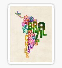 Typography Map of Central and South America Sticker