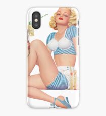 TASTY™ Blonde Pinup girl with Fan. iPhone Case