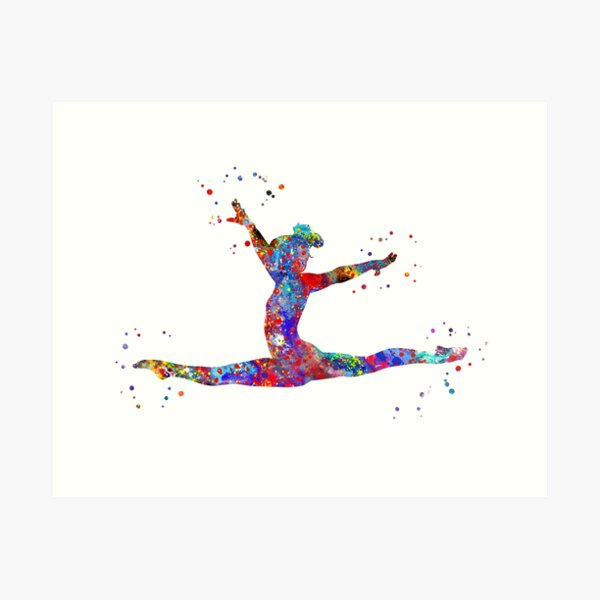 Gymnastics girl, watercolor gymnastics Art Print