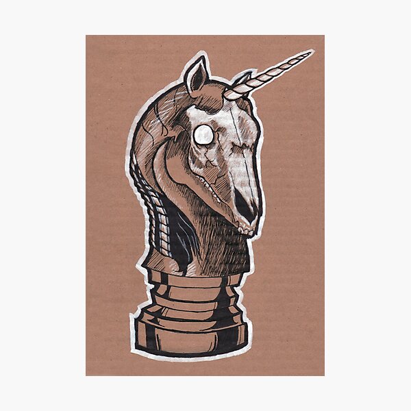 Macabre Unicorn Chess Piece Photographic Print