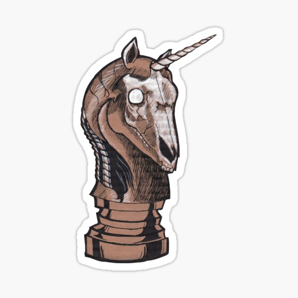 Macabre Unicorn Chess Piece Sticker