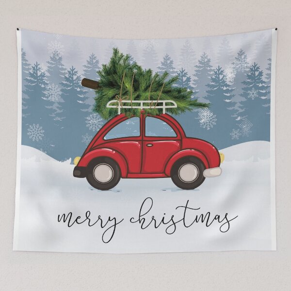 Item preview, Red Car with Christmas Tree on Roof designed and sold by 1XOROSE.