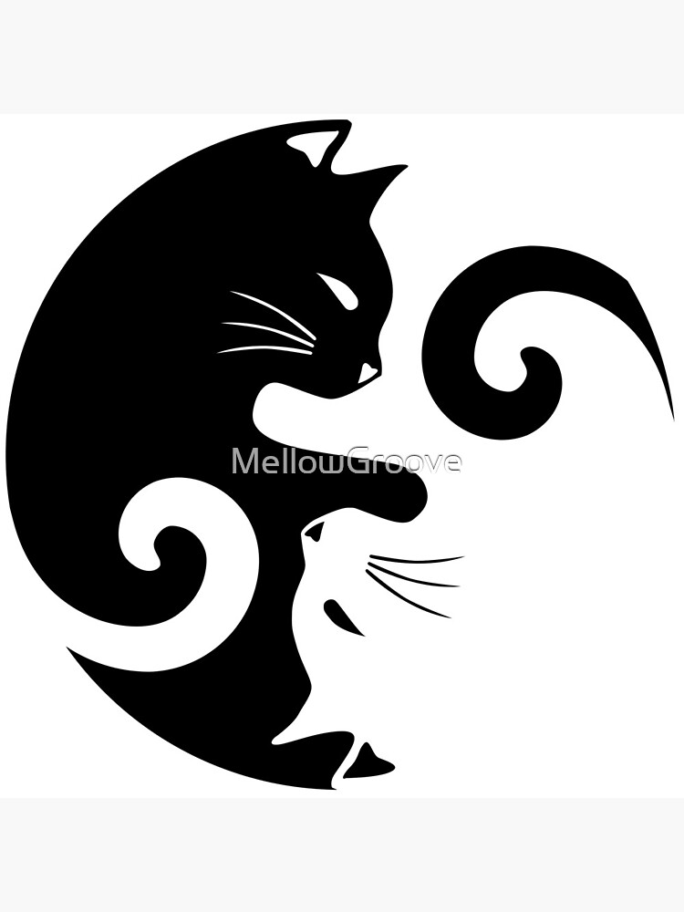 Ying Yang Cats - Black & White by MellowGroove