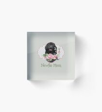 Newfie Mom with Flowers Acrylic Block