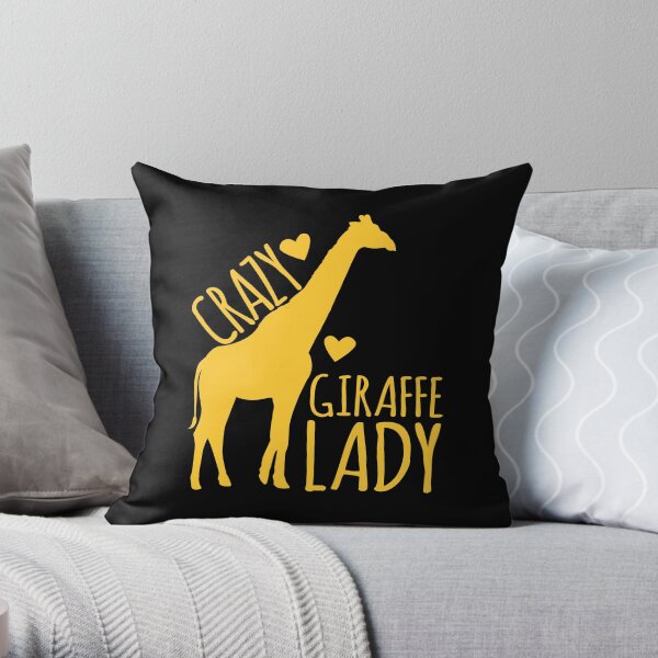 CRAZY Giraffe Lady Throw Pillow