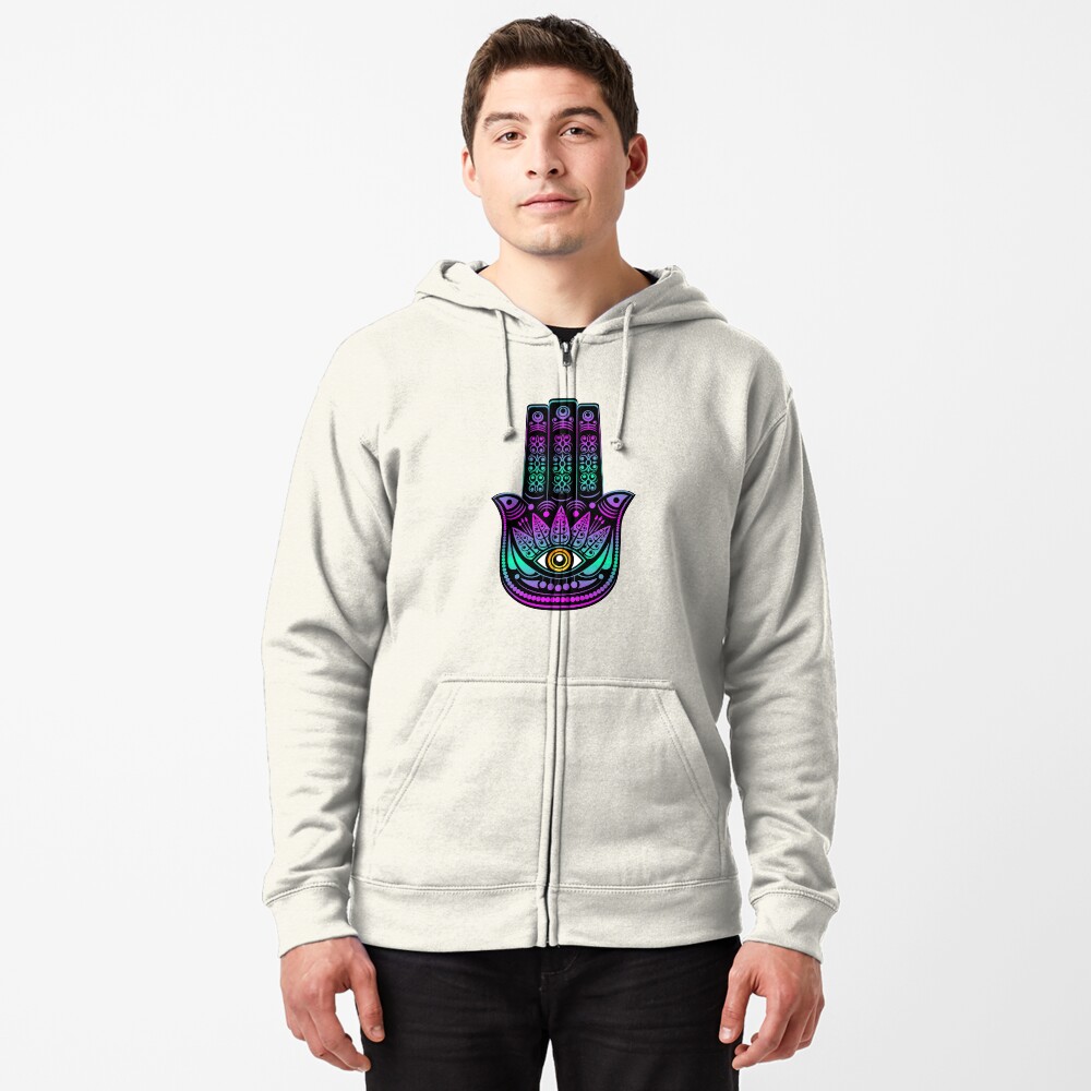 Hamsa Fatima Hand Evil Eye Namaste Spiritual Yoga' Men's Zip Hoodie