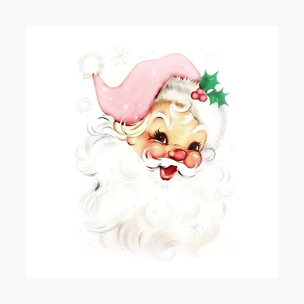 Item preview, Pink retro vintage santa designed and sold by SylviaCook.