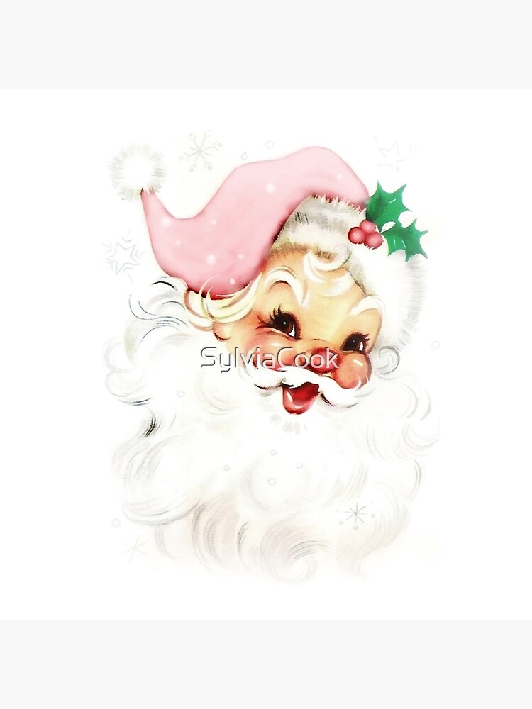 Download Pink Retro Vintage Santa Art Board Print By Sylviacook Redbubble