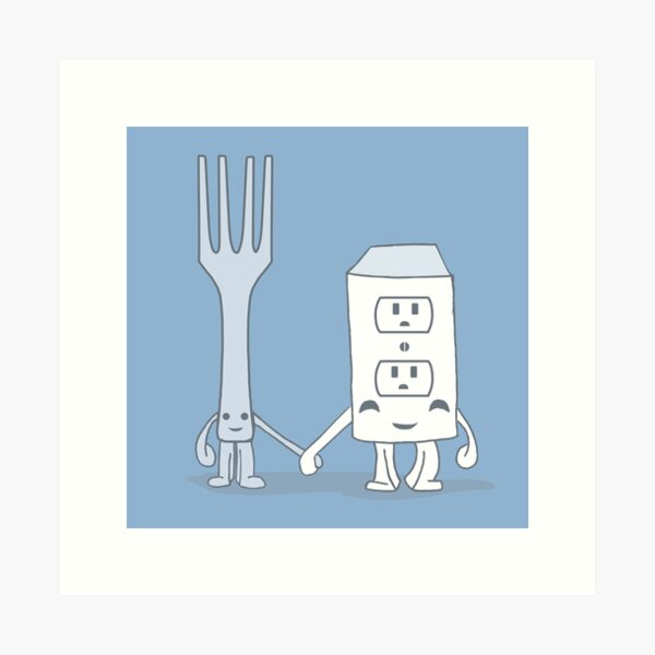 The Cutest Couple: Fork & Electrical Outlet Art Print