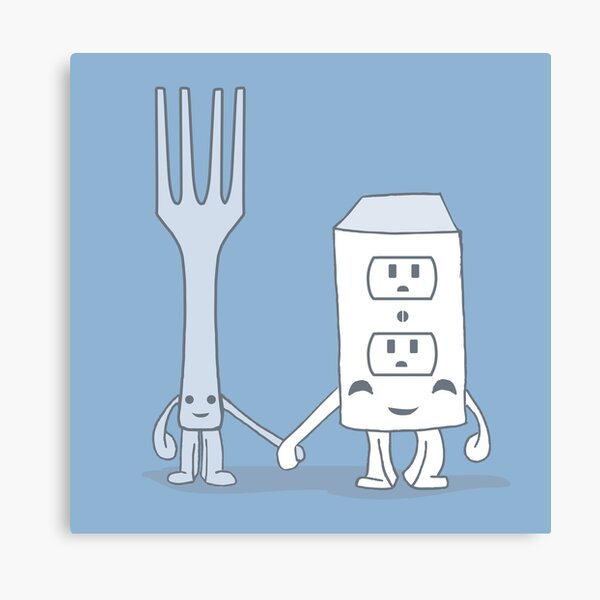 The Cutest Couple: Fork & Electrical Outlet Canvas Print