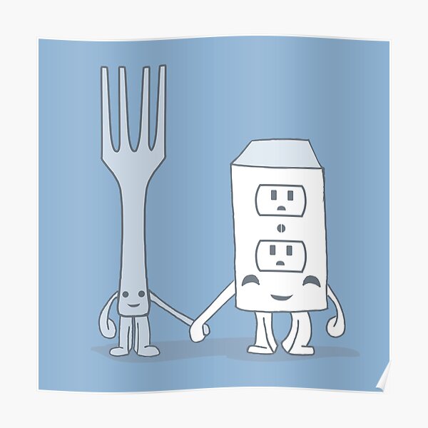 The Cutest Couple: Fork & Electrical Outlet Poster