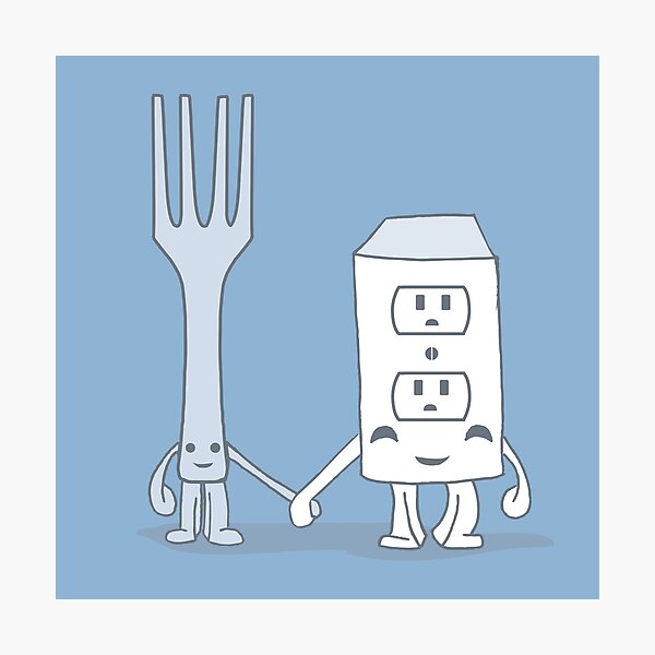 The Cutest Couple: Fork & Electrical Outlet Photographic Print