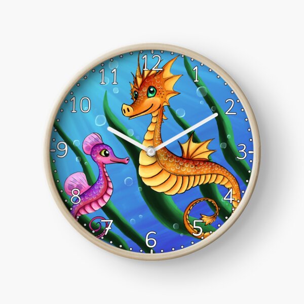 Friendly Seahorses Clock