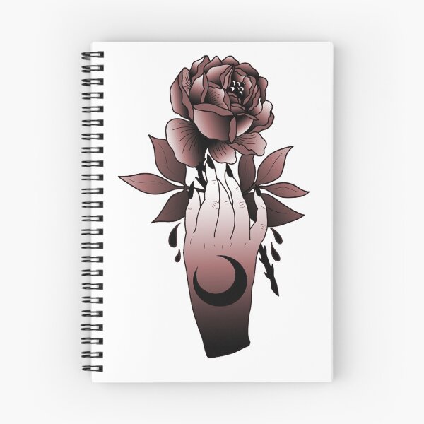 Item preview, Moon Rose Tattoo Style Illustration designed and sold by BloodMoonPrints.