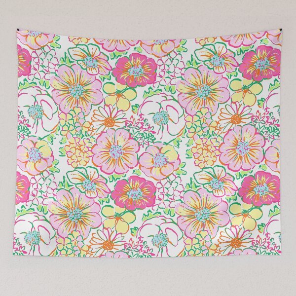 Item preview, Preppy Pink Yellow and Green Floral Pattern designed and sold by ThePreppyArtist.