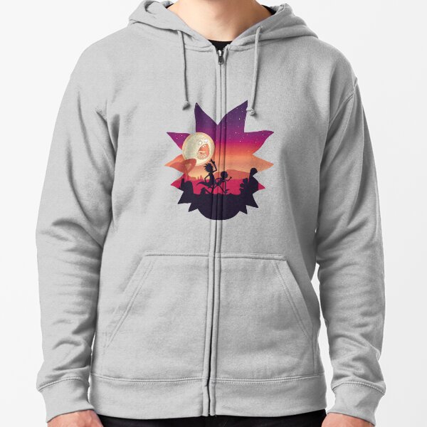 Rick y Morty Run! Sudadera con capucha y cremallera