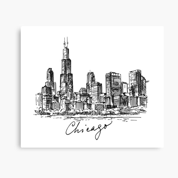 "Chicago City Skyline Sketch" Canvas Print by wfrancisdesign | Redbubble