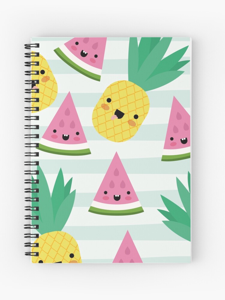 Cuaderno de espiral «Fruta Kawaii Sandía y piña felices» de DrFrankenBecky  | Redbubble