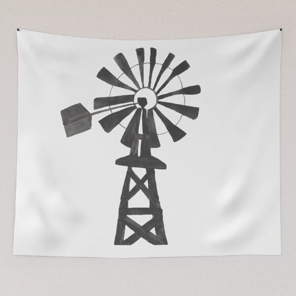 Item preview, Black Windmill Country Watercolor Painting designed and sold by DeLislesRT.