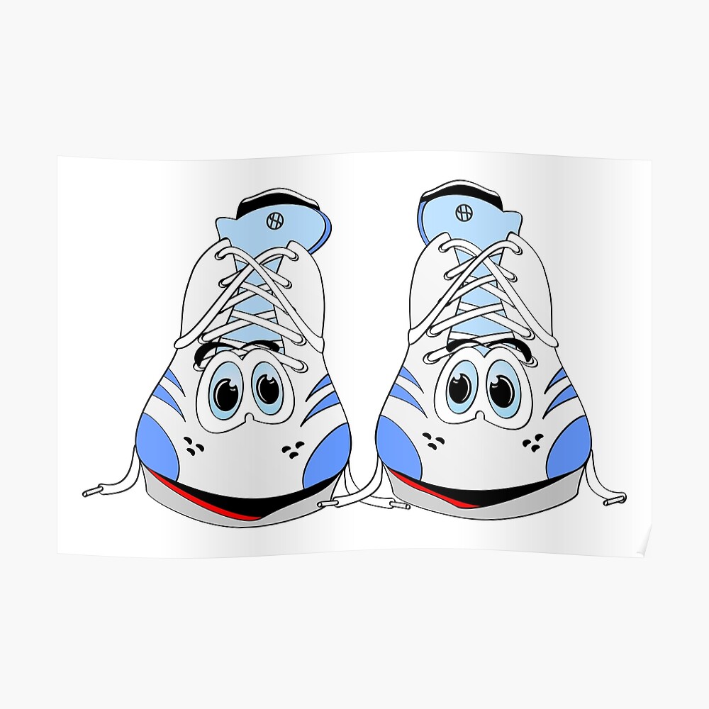 Poster  Dessin  anim  de chaussures  de tennis  bleu  par 