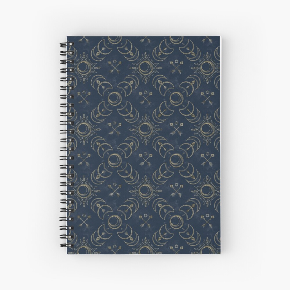 Bohemian Solar Eclipse- Gold Spiral Notebook