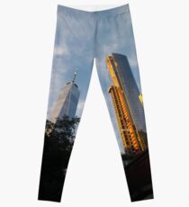 yellow, sky, travel, airplane, outdoors, city, business, technology, architecture, vertical, color image, New York City, USA Leggings