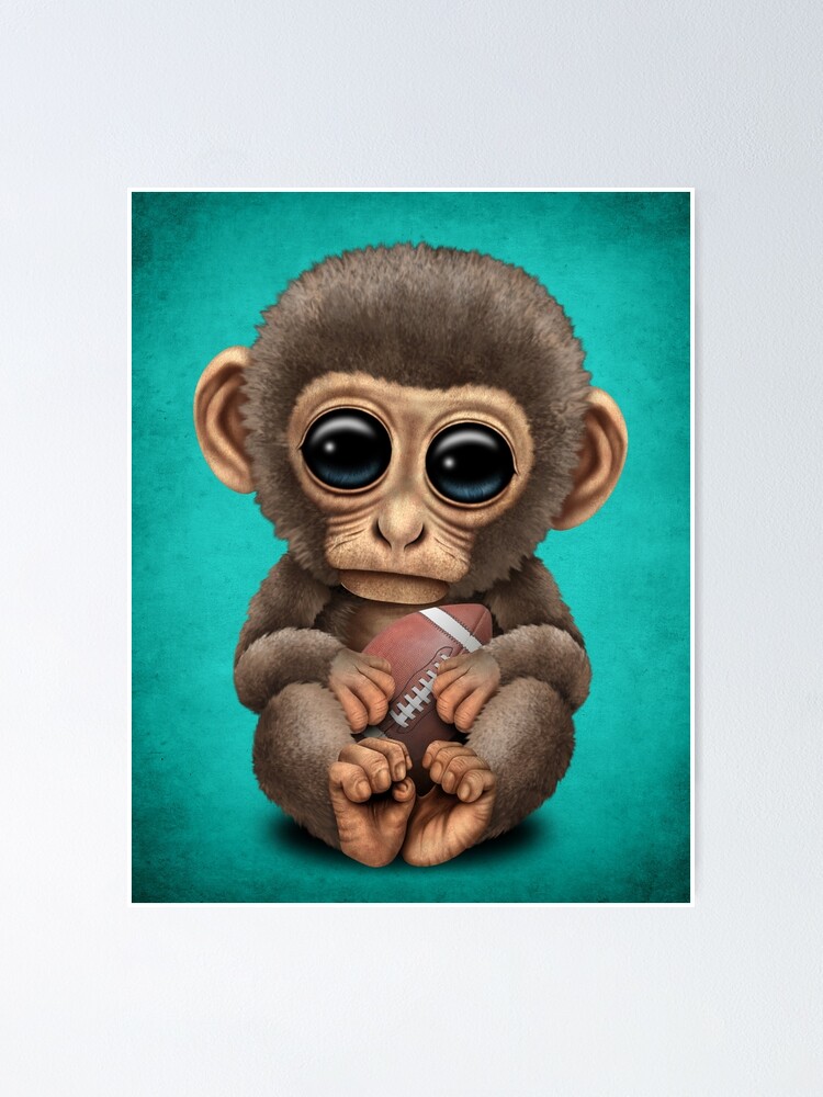 Poster Singe Bebe Mignon Jouant Avec Le Football Par Jeffbartels Redbubble