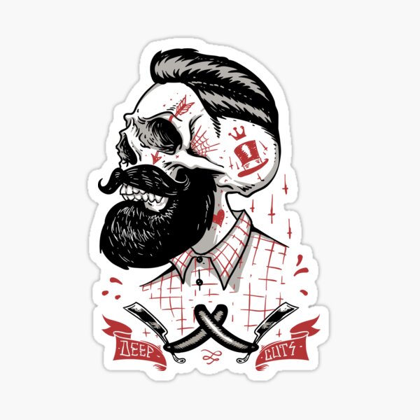 Deep Cuts, Barbers Shirt, Barbershop T-shirts and Gifts. Sticker