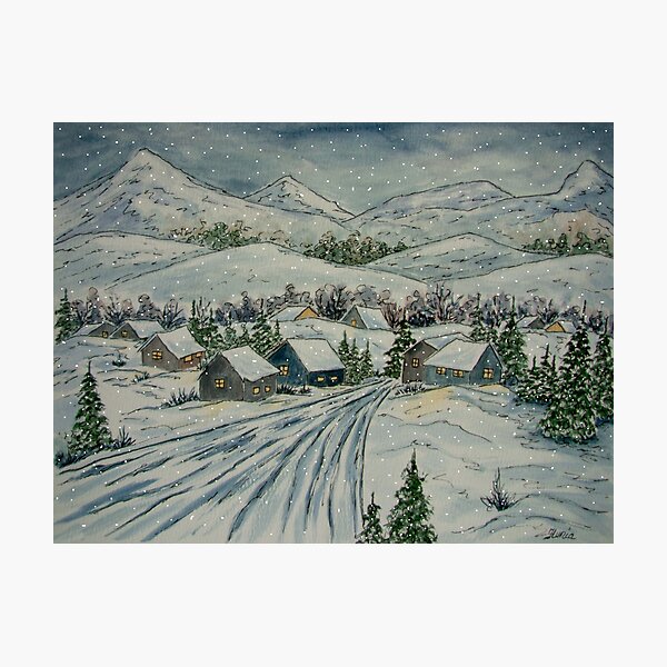 Item preview, Serene Winter Village designed and sold by Ilunia Felczer.