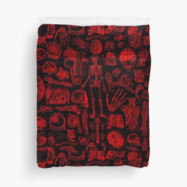 Black and Red Human Anatomy Print Duvet Cover