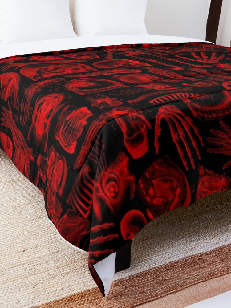 Alternate view of Black and Red Human Anatomy Print Comforter