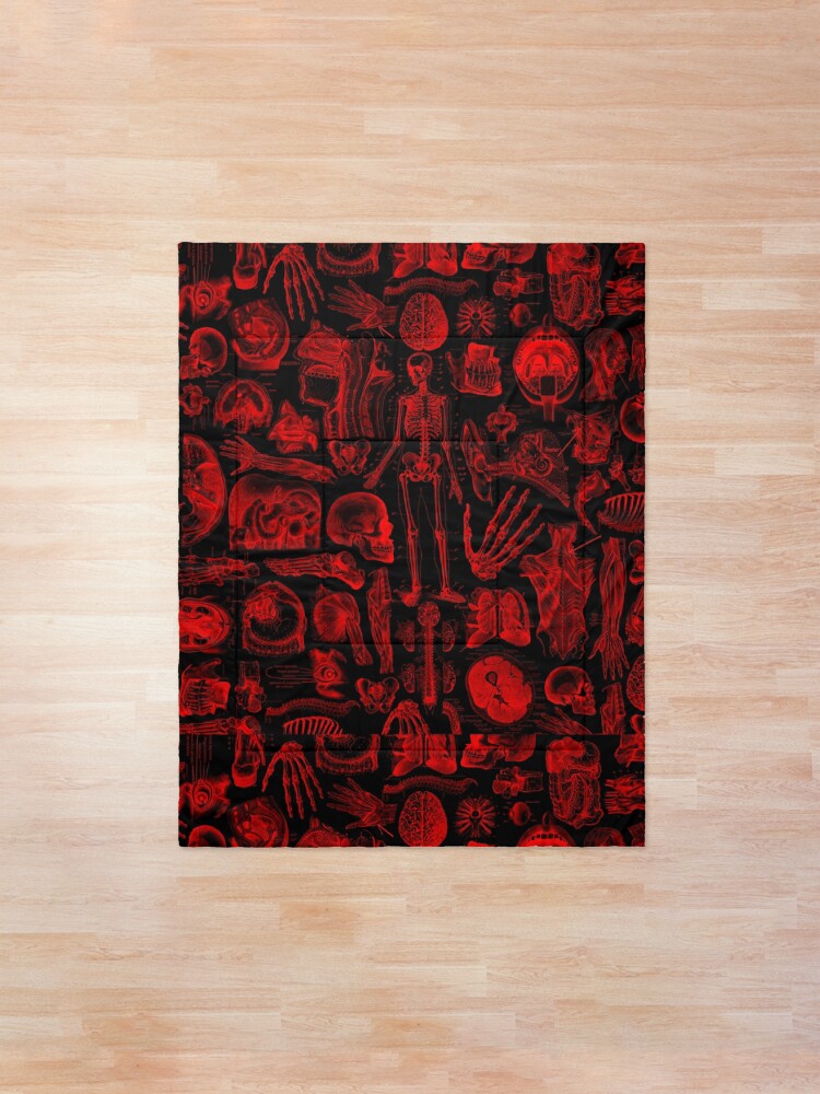 Alternate view of Black and Red Human Anatomy Print Comforter