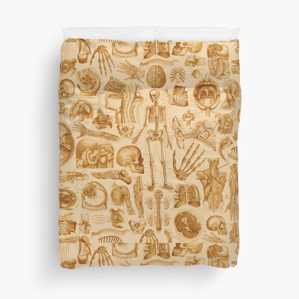 Human Anatomy Tan Print Duvet Cover